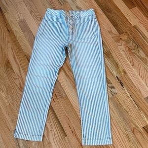 Pilcro and the Letterpress Blue and White Striped Women’s Jeans